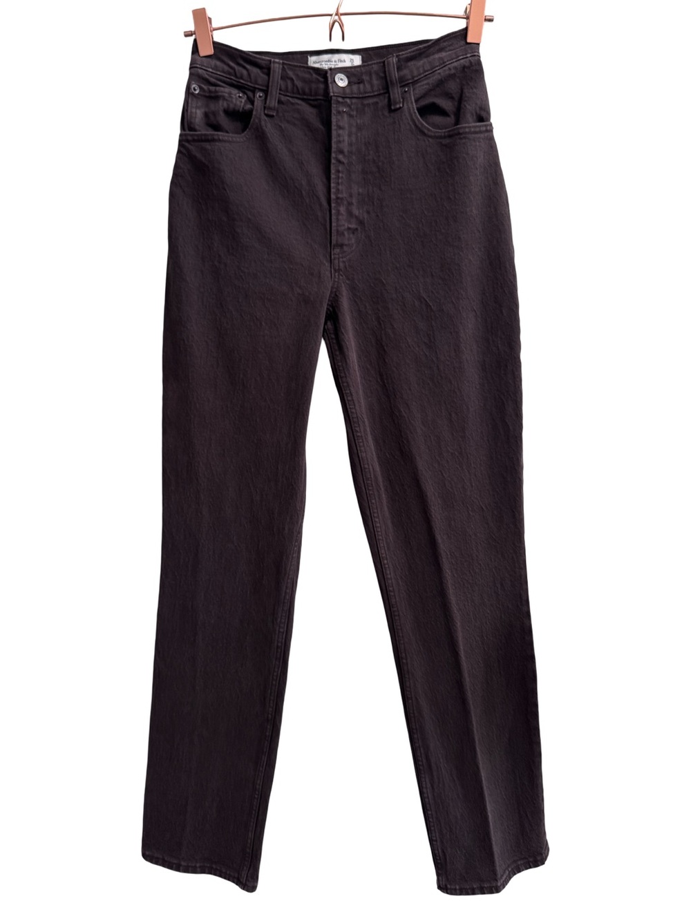 Abercrombie & Fitch The 90s Straight Ultra High Rise Washed Brown Curve Love 25